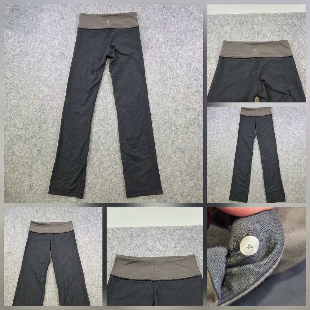 Lululemon Pants Womens 4 Black Groove Bootcut Yoga Fold Over Waist Stretch